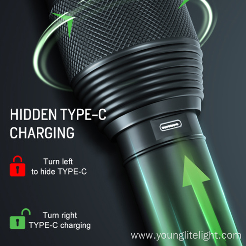 Waterproof TYPE-C chagring stepless dimming Flashlight